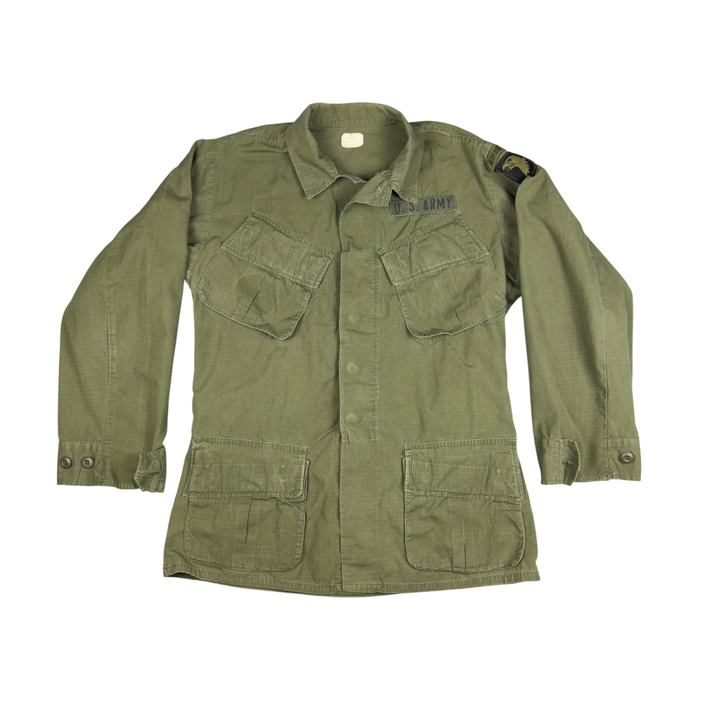 Vtg 1970 US Army 101st Airborne Jungle Jacket S Reg/M Vietnam OG-107 Ripstop USA